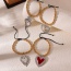Fashion Silver 4 Titanium Steel Heart Pattern Pendant Beaded Braided Bracelet