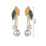 Fashion Gold Two-color Leaf Pearl Tassel Earrings