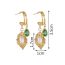 Fashion Gold Stainless Steel Leaf Earrings With Diamonds