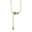 Fashion Gold Stainless Steel Double Water Drop Pendant Necklace