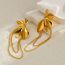 Fashion Gold Stainless Steel Chain Tassel Petal Earrings