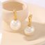 Fashion Gold Stainless Steel Pearl Stud Earrings