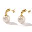 Fashion Gold Stainless Steel Pearl Stud Earrings
