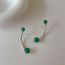 Fashion Green Line Earrings Metal Bead Curved Earrings