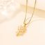 Fashion Gold Stainless Steel Zirconia Daisy Necklace