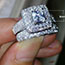 Fashion Silver Copper Inlaid Zirconium Square Ring