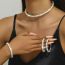 Fashion Silver Geometric Diamond Necklace Earrings And Bracelet Set