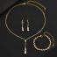 Fashion Silver Three-piece Set Geometric Diamond Necklace Earrings And Bracelet Set