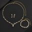 Fashion Silver Three-piece Set Geometric Diamond Necklace Earrings And Bracelet Set