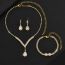 Fashion 630+ Double Flower Bracelet Silver Black Geometric Diamond Necklace Earrings And Bracelet Set