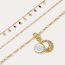 Fashion 1# Copper Gold-plated Oil-drip Diamond Heart Eye Palm Multi-layer Necklace