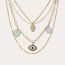 Fashion 2# Copper Gold-plated Oil Dripping Eyes Multi-layer Necklace