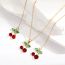 Fashion Cherry Tassel Set Stainless Steel Zirconium Cherry Necklace Earring Set