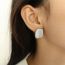 Fashion Silver Titanium Steel Rectangular Stud Earrings