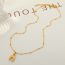 Fashion Gold Titanium Steel Inverted U-shaped Necklace With Diamonds