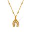 Fashion Gold Titanium Steel Inverted U-shaped Necklace With Diamonds