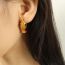 Fashion Green Crystal Zirconium Gold Earrings Titanium Steel Geometric Stud Earrings