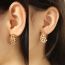 Fashion White Pearl Gold Earrings Titanium Steel Gold-plated Diamond C-shaped Earrings