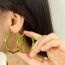 Fashion Small Gold And Green Titanium Steel Oil-drip Twist Earrings