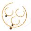 Fashion Adjustable Tiger Eye Stone Gold Bracelet Stainless Steel Bamboo Open Collar