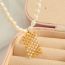 Fashion 2# Pearl Beads And Diamond Geometric Necklace