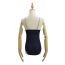 Fashion Navy Blue Polyester V-neck One-piece Swimsuit