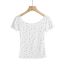 Fashion White Polka Dot V-neck Short-sleeved T-shirt