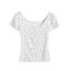 Fashion White Polka Dot V-neck Short-sleeved T-shirt