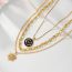 Fashion Gold Alloy Diamond Geometric Star And Moon Multi-layered Necklace