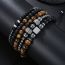 Fashion Silver Tiger Eye Black Bile Beaded Men's Bracelet Set