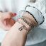 Fashion Silver Alloy Diamond Claw Chain Lock-shaped Multi-layer Bracelet