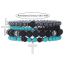 Fashion Black Black Bile Turquoise Beaded Stainless Steel Cross Bracelet Set