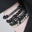 Fashion Black Spotted Frosted Beaded Men's Bracelet