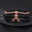 Fashion Rose Gold Copper Diamond Crown Skull Geometric Beaded Bracelet Set