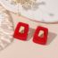 Fashion Red Metal Dripping Square Earrings