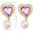 Fashion Pink Alloy Diamond Love Pearl Earrings