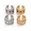 Fashion White Diamond Gold Copper And Diamond Geometric Open Ring