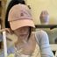 Fashion Pink Fabric Embroidered Curved Brim Baseball Cap