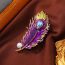 Fashion Colorful Crystal Glazed Feather Brooch Purple Alloy Geometric Phoenix Feather Brooch
