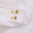 Fashion A Pair Of Golden Flower Earrings In A Box Stainless Steel Diamond Flower Stud Earrings