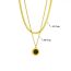 Fashion Gold Titanium Steel Round Plate Double Layer Necklace