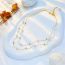 Fashion Gold Metal Pearl Double Necklace
