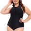 Fashion Black Nylon Halterneck One-piece Swimsuit
