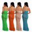 Fashion Apricot Knitted One-shoulder Sequined Hollow Long Skirt