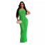 Fashion Green Knitted One-shoulder Sequined Hollow Long Skirt