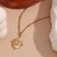 Fashion Natural Stone Flower Oval Pendant Necklace-gold Stainless Steel Natural Stone Flower Oval Pendant Necklace
