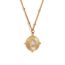Fashion Natural Stone Flower Oval Pendant Necklace-gold Stainless Steel Natural Stone Flower Oval Pendant Necklace