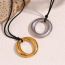 Fashion O-shaped Ring Pendant Necklace-steel Color-black Rope Stainless Steel Ring Pendant Necklace