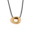 Fashion Hollow Geometric Pendant Necklace-gold-black Rope Stainless Steel Ring Pendant Necklace