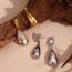 Fashion Asymmetrical Water Drop White Diamond Earrings-steel Color Stainless Steel Diamond Drop Earrings